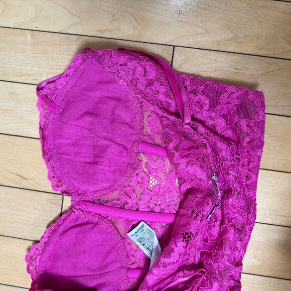 ZARA Hot Pink Lace Corset Bralette Bra Top Crop Top Size Small - Picture 6 of 8